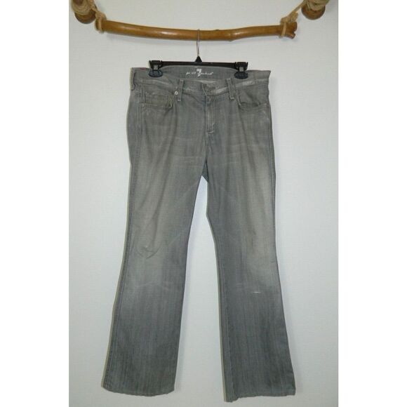 7 For All Mankind Jeans Gray Charcoal Wash Womens A Pockets Straight Leg Size 32 - Picture 1 of 12